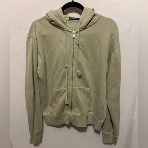 Brandy Melville Womens Sage Light Green Full Zip Up Hoodie Sweatshirt S/XS